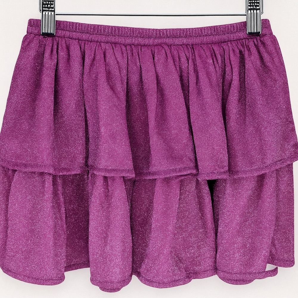 Andy & Evan Girls Tiered Glitter Skirt Coquette Balletcore Pink Purple 6X NWOT